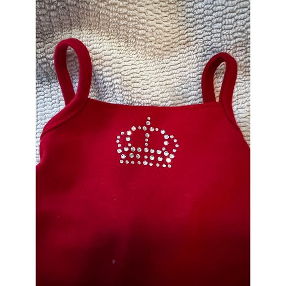 Doll Rhinestone Crown Red Tank Top Blue Shorts Clothing Set American Generation - Picture 4 of 4
